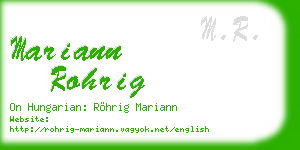 mariann rohrig business card